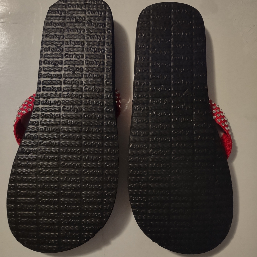 Corkys Red Rhinestone Flip Flops - Picture 5 of 5